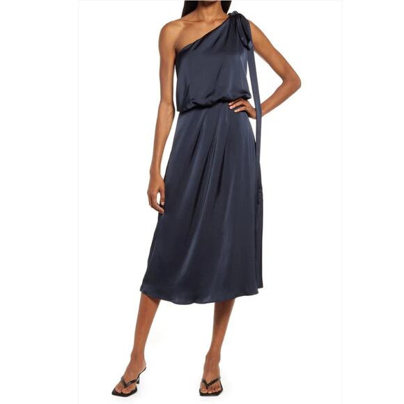 AMY LYNN GEMMA AL2819 WOMEN'S NAVY BLUE ELEGANT MIDI DRESS - SIZE SMALL (NWT) - Picture 1 of 11